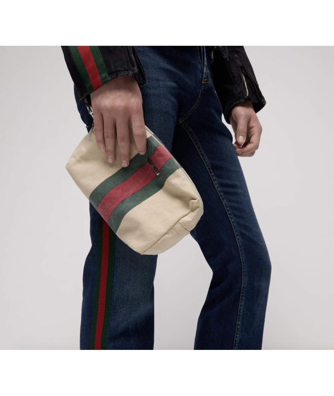 GUCCI Бежевая тканевая косметичка, фото 4