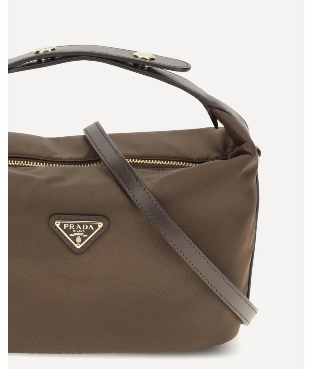 PRADA Коричневая синтетическая сумка с короткими ручками, фото 4