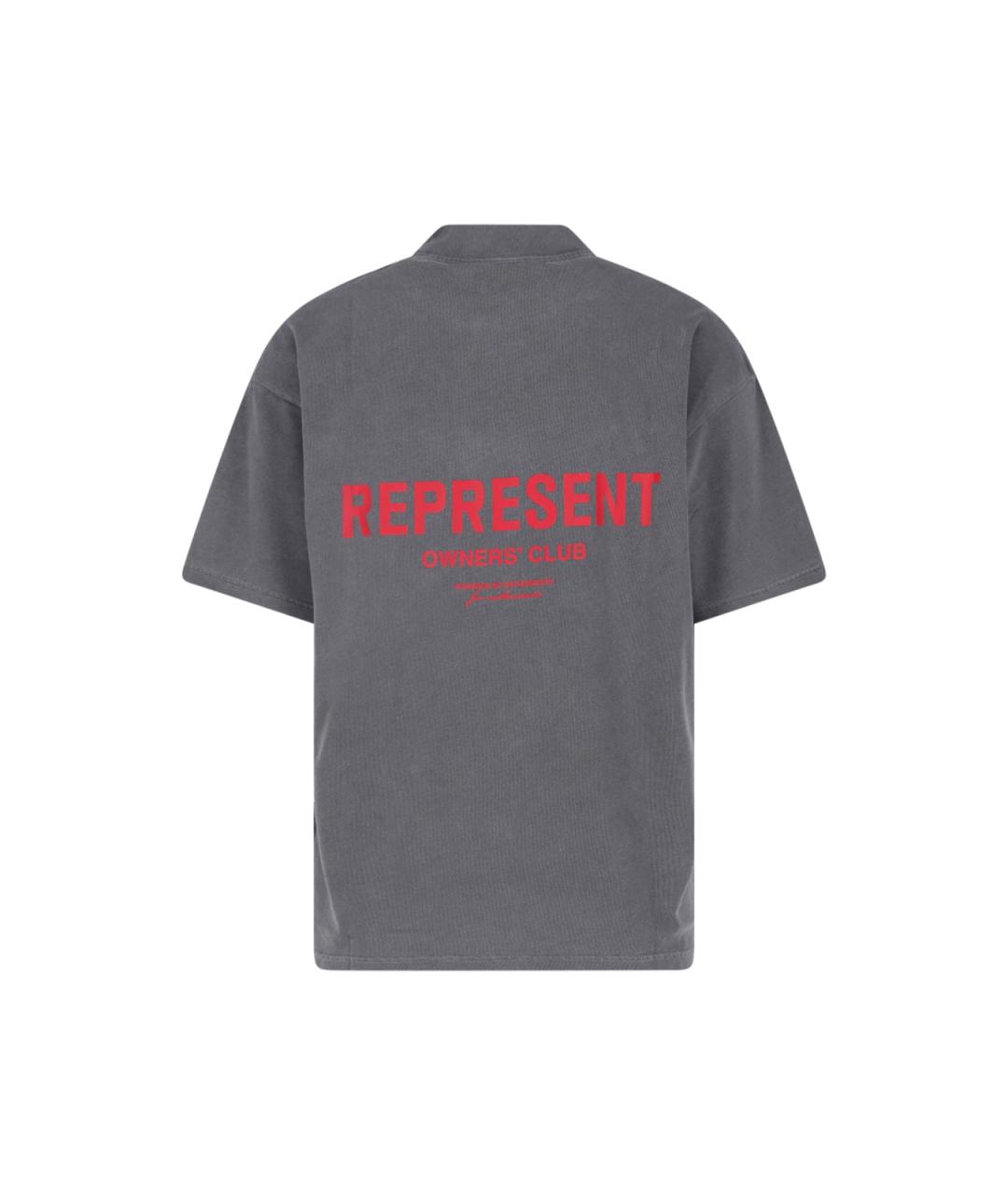 REPRESENT Серая хлопковая футболка, фото 2