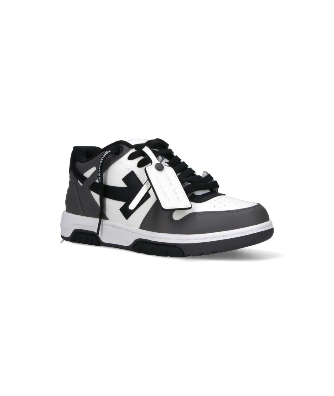 OFF-WHITE Серые кожаные низкие кроссовки / кеды, фото 2