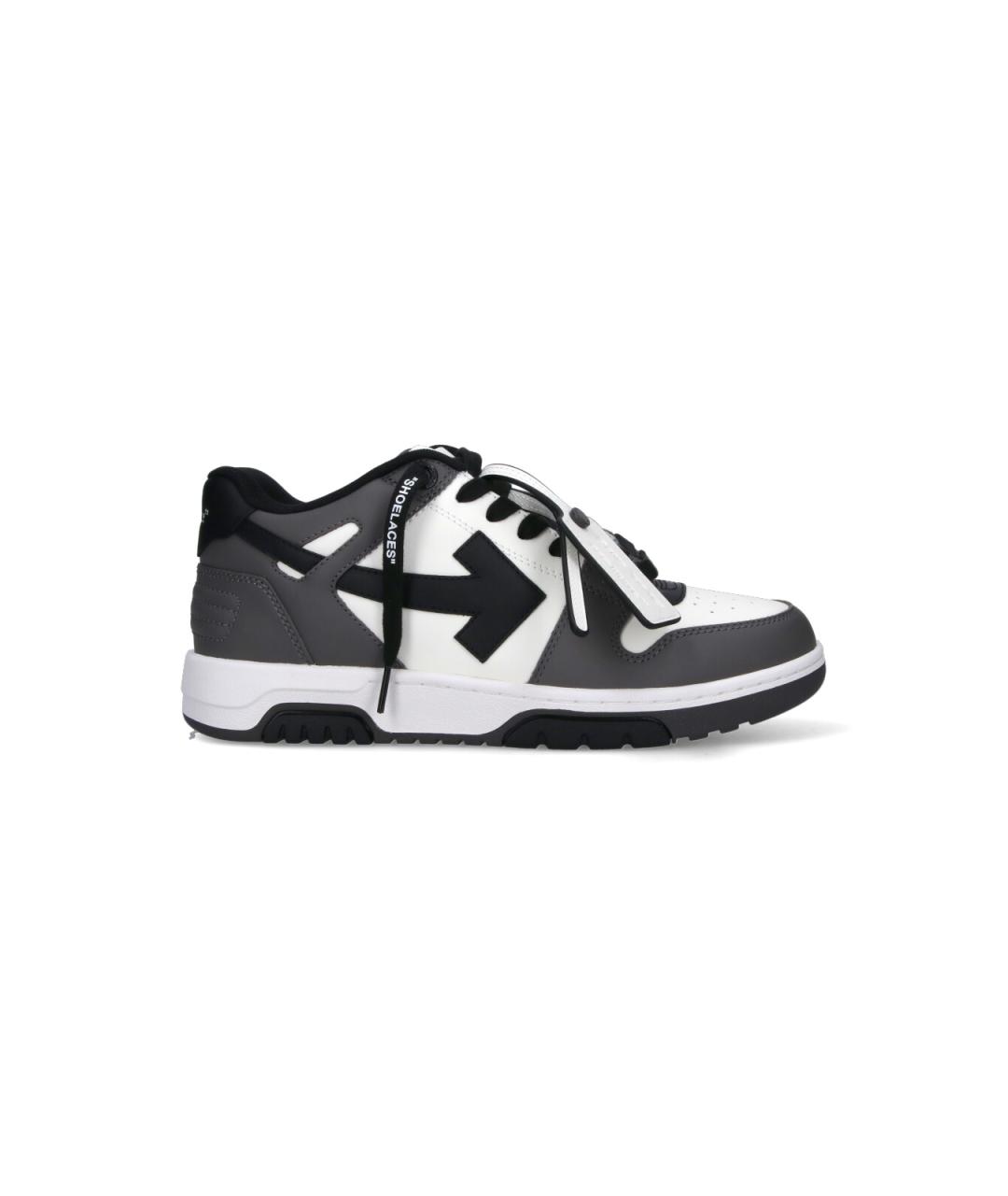 OFF-WHITE Серые кожаные низкие кроссовки / кеды, фото 1