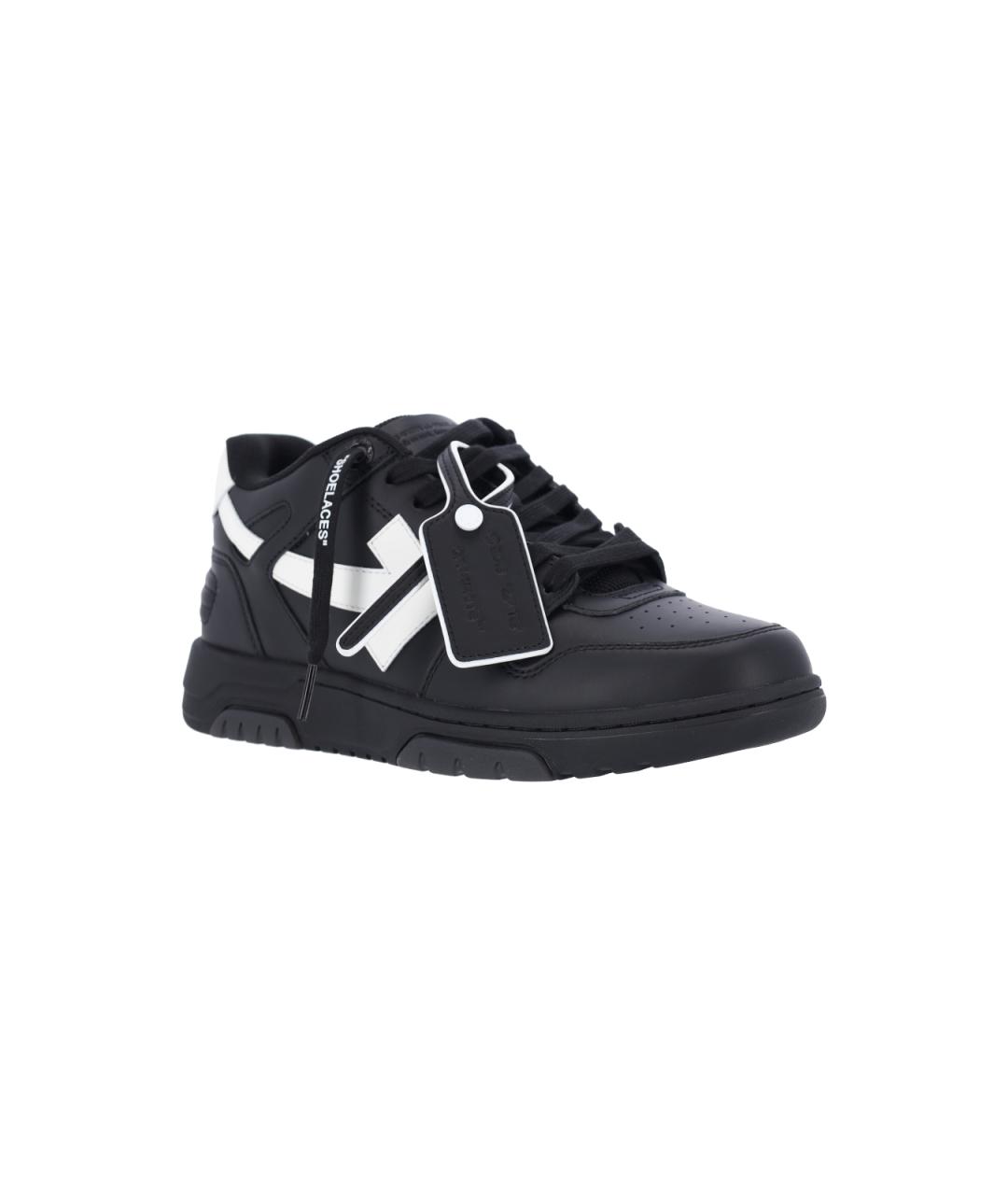 OFF-WHITE Черные кожаные низкие кроссовки / кеды, фото 2