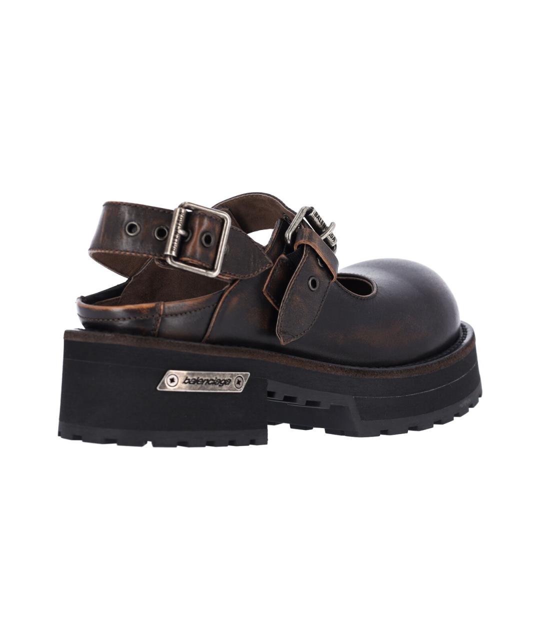 BALENCIAGA Коричневые кожаные сандалии, фото 4