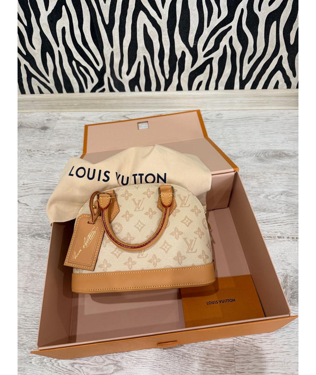 LOUIS VUITTON Бежевая канва сумка с короткими ручками, фото 3