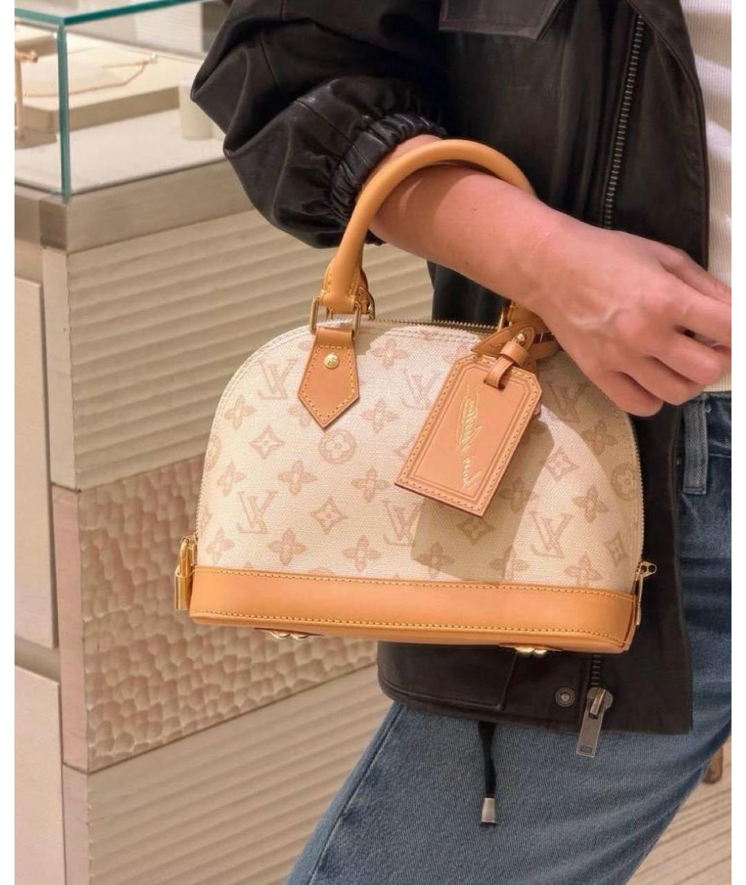 LOUIS VUITTON Бежевая канва сумка с короткими ручками, фото 2