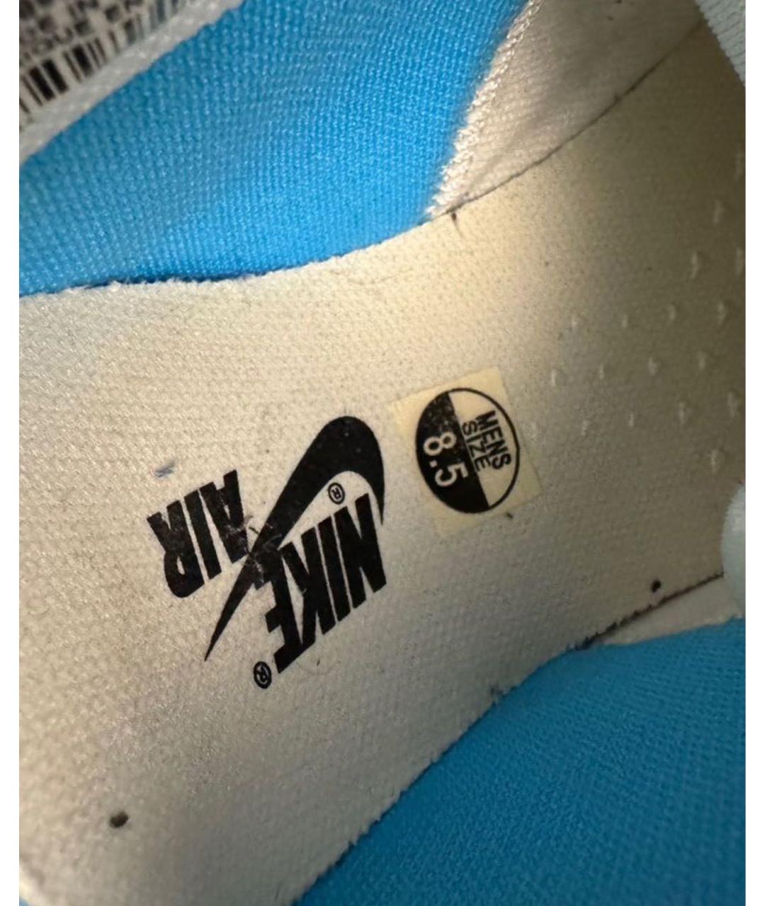 NIKE X OFF-WHITE Голубые кожаные высокие кроссовки / кеды, фото 7