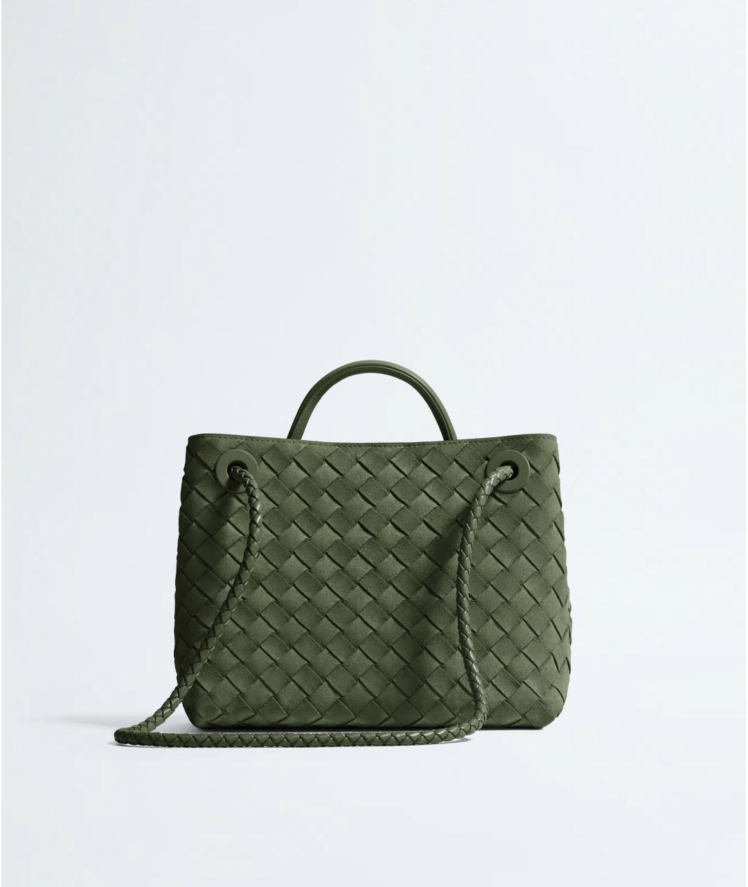 BOTTEGA VENETA Зеленая замшевая сумка тоут, фото 5