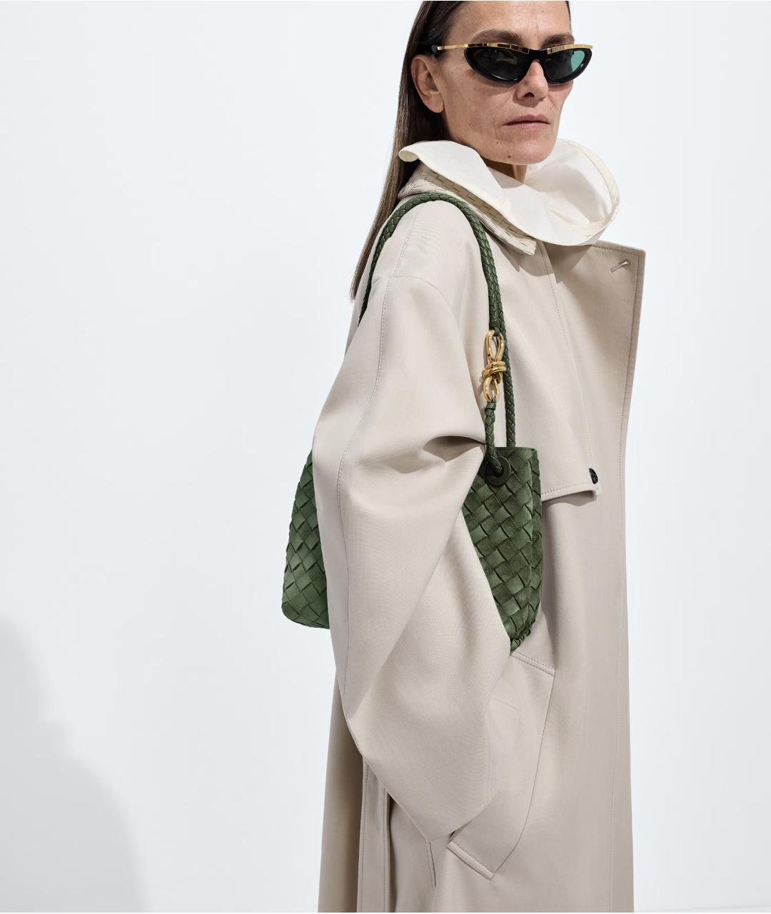 BOTTEGA VENETA Зеленая замшевая сумка тоут, фото 6