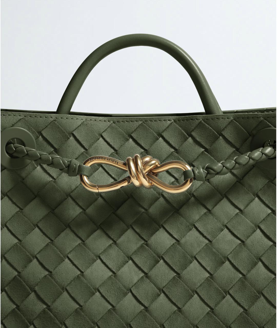 BOTTEGA VENETA Зеленая замшевая сумка тоут, фото 7