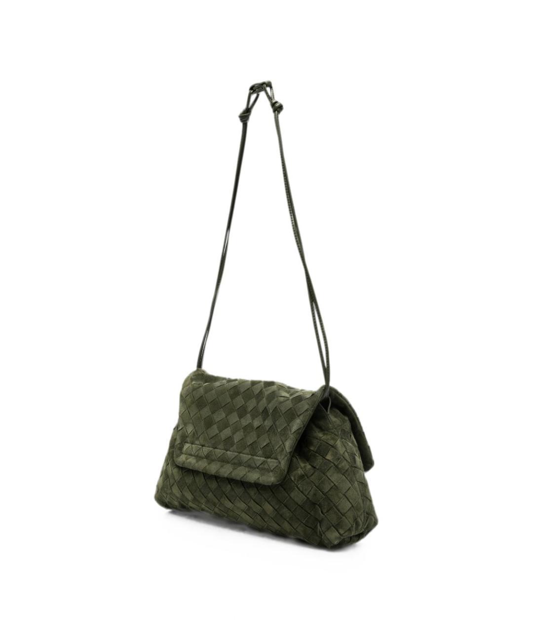 BOTTEGA VENETA Зеленая замшевая сумка через плечо, фото 4