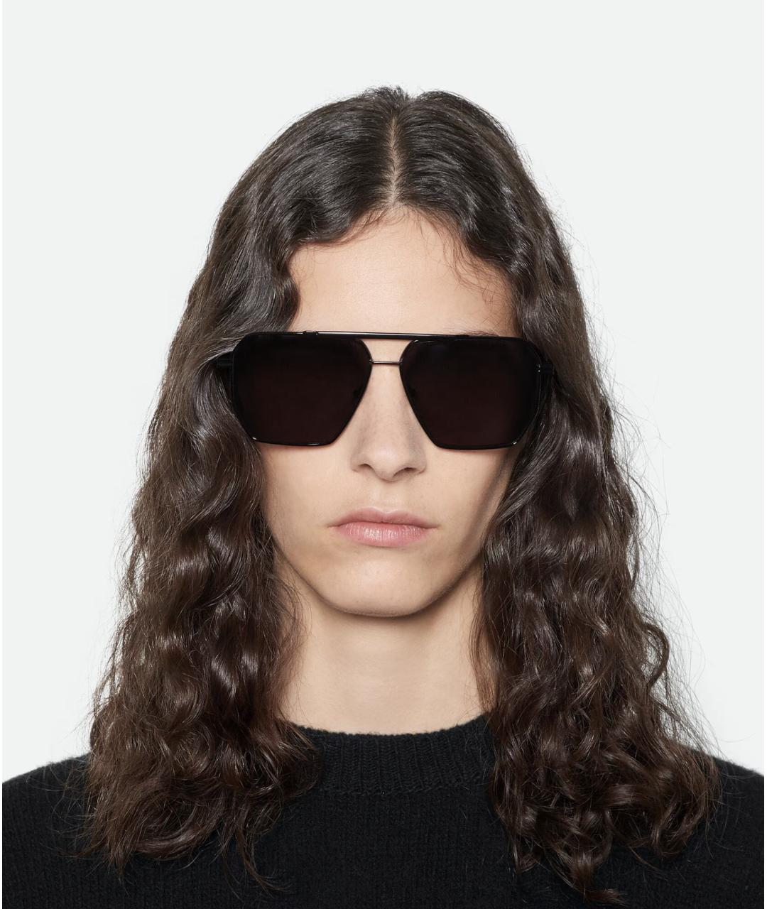 BOTTEGA VENETA Черные металлические солнцезащитные очки, фото 2