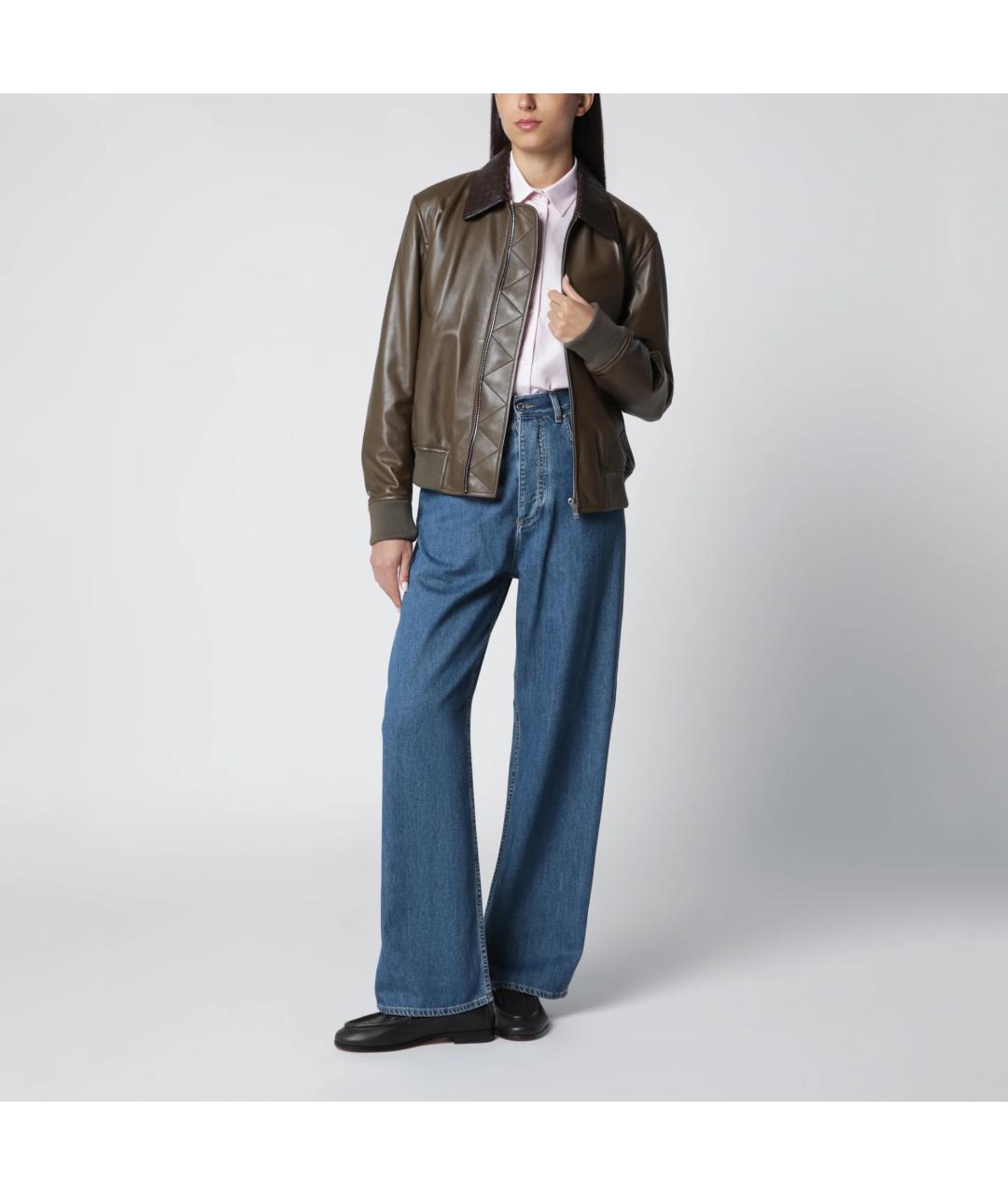BOTTEGA VENETA Зеленая кожаная куртка, фото 3