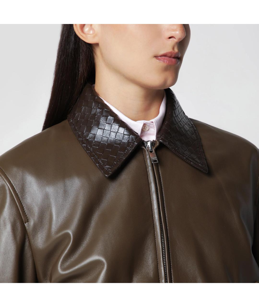 BOTTEGA VENETA Зеленая кожаная куртка, фото 5