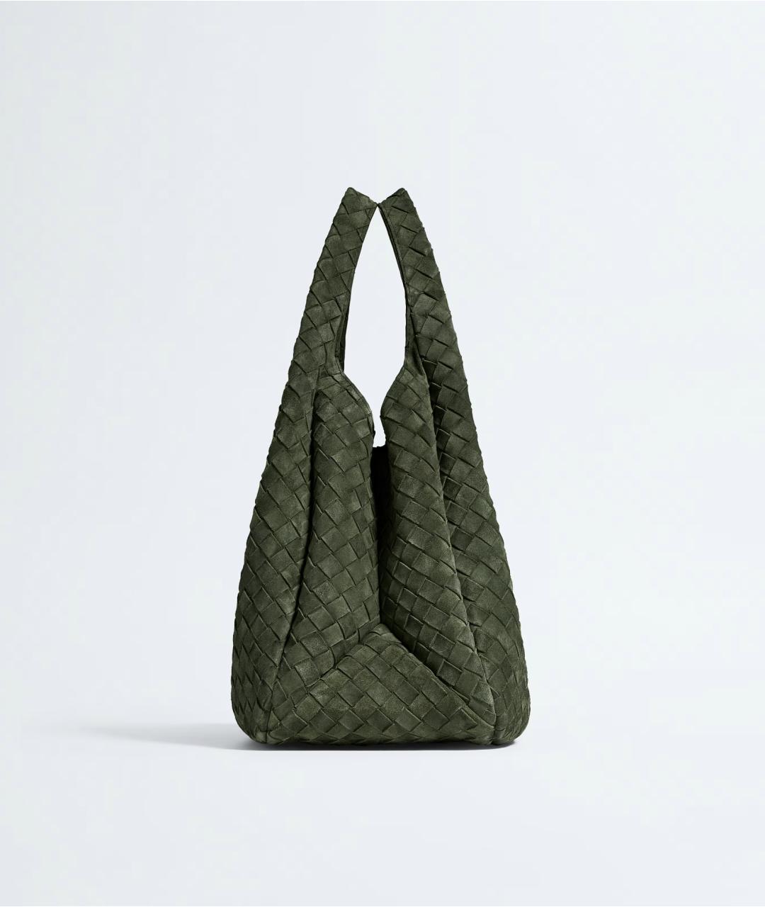 BOTTEGA VENETA Зеленая замшевая сумка тоут, фото 4
