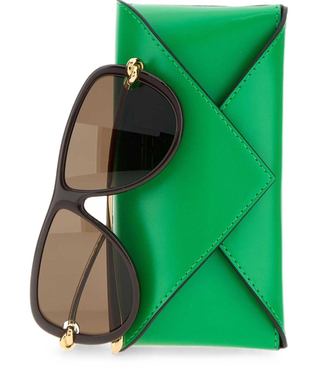 BOTTEGA VENETA Коричневые пластиковые солнцезащитные очки, фото 3