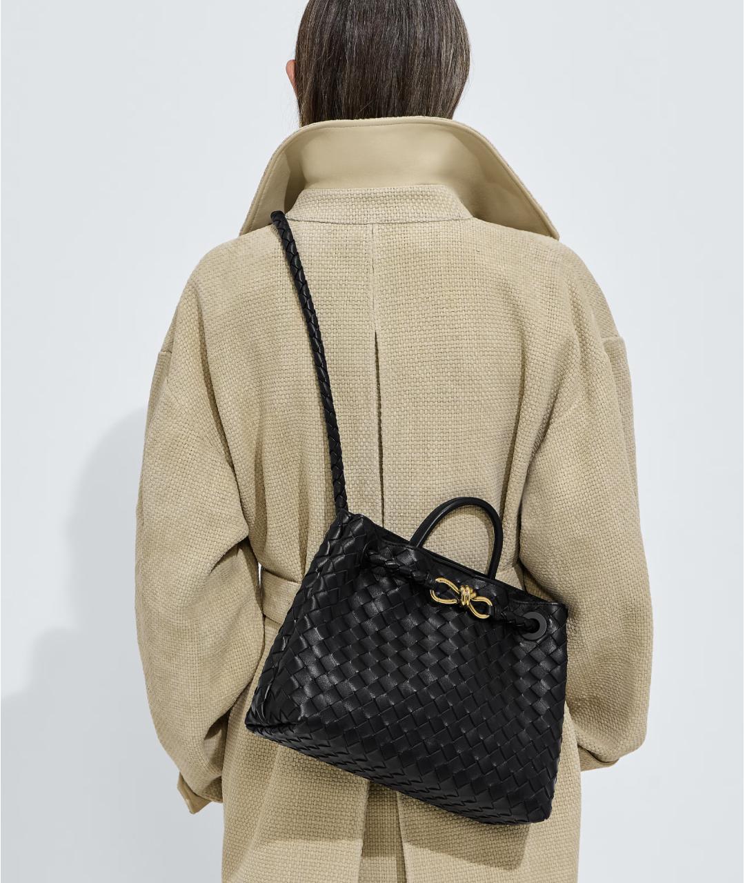 BOTTEGA VENETA Черная кожаная сумка тоут, фото 6