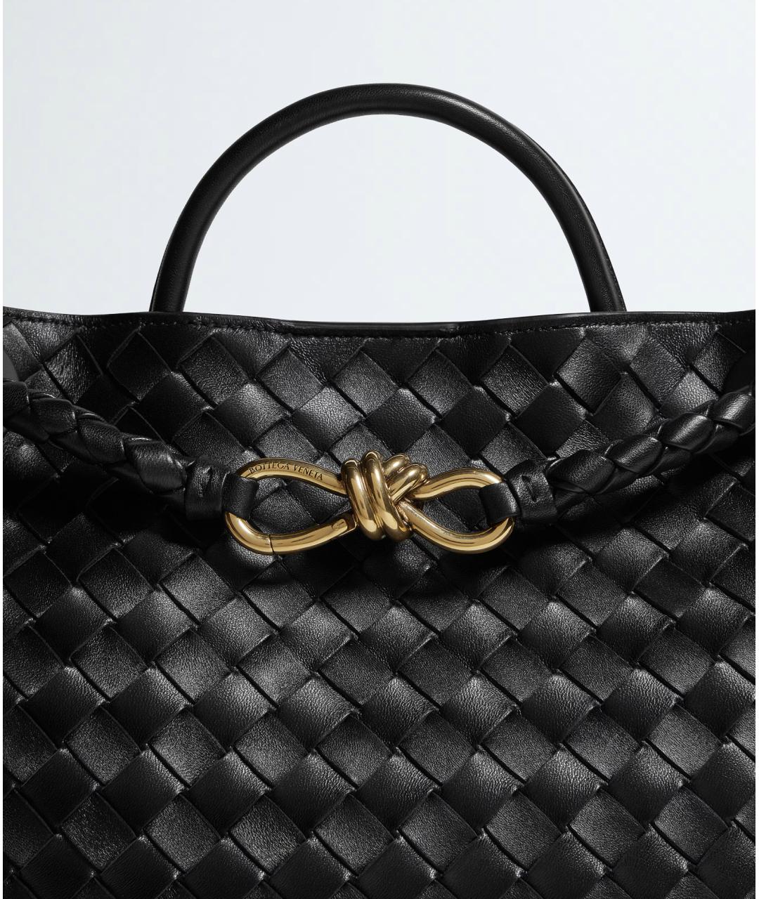 BOTTEGA VENETA Черная кожаная сумка тоут, фото 7