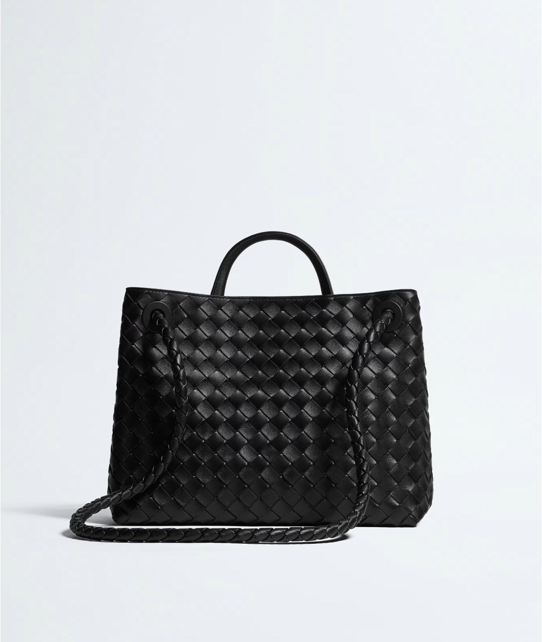 BOTTEGA VENETA Черная кожаная сумка тоут, фото 5