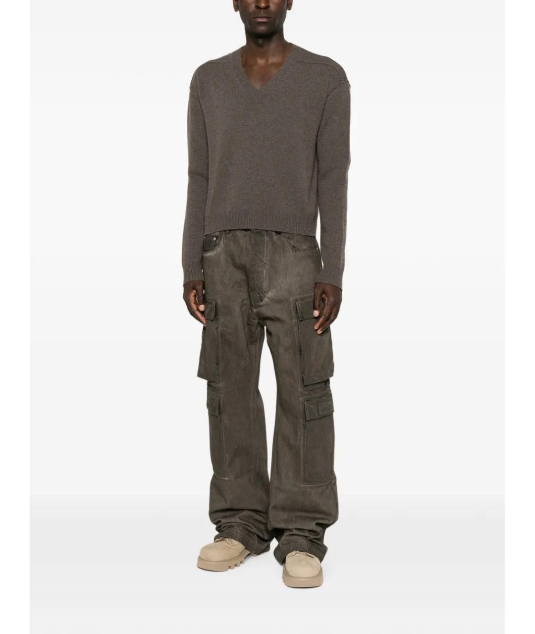 RICK OWENS DRKSHDW Серые хлопковые прямые джинсы, фото 2