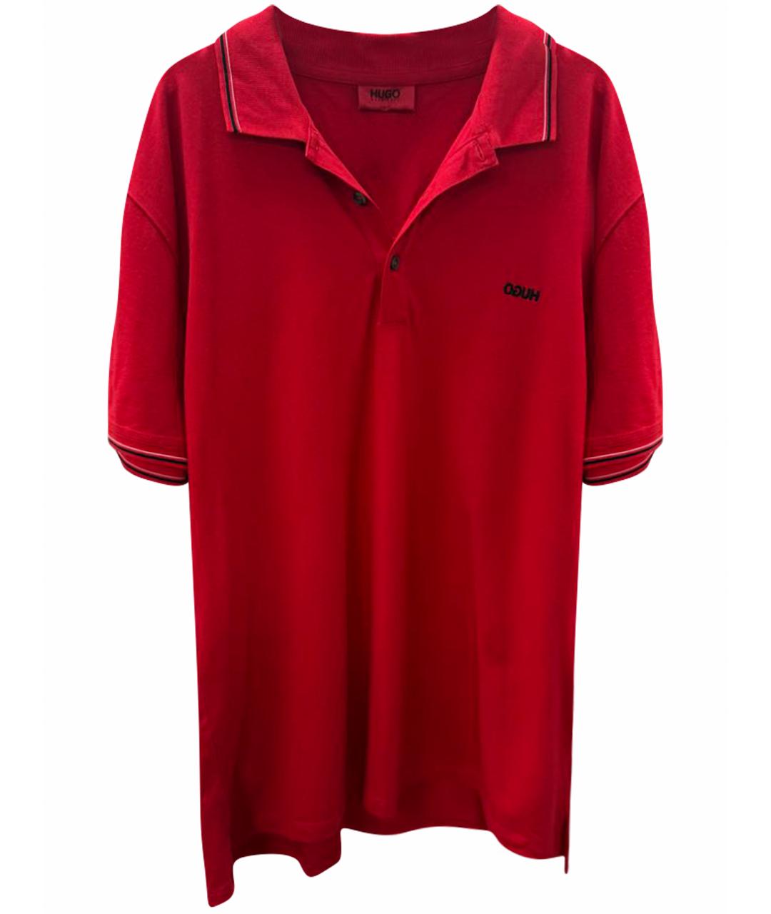 HUGO BOSS Красное хлопко-эластановое поло с коротким рукавом, фото 1