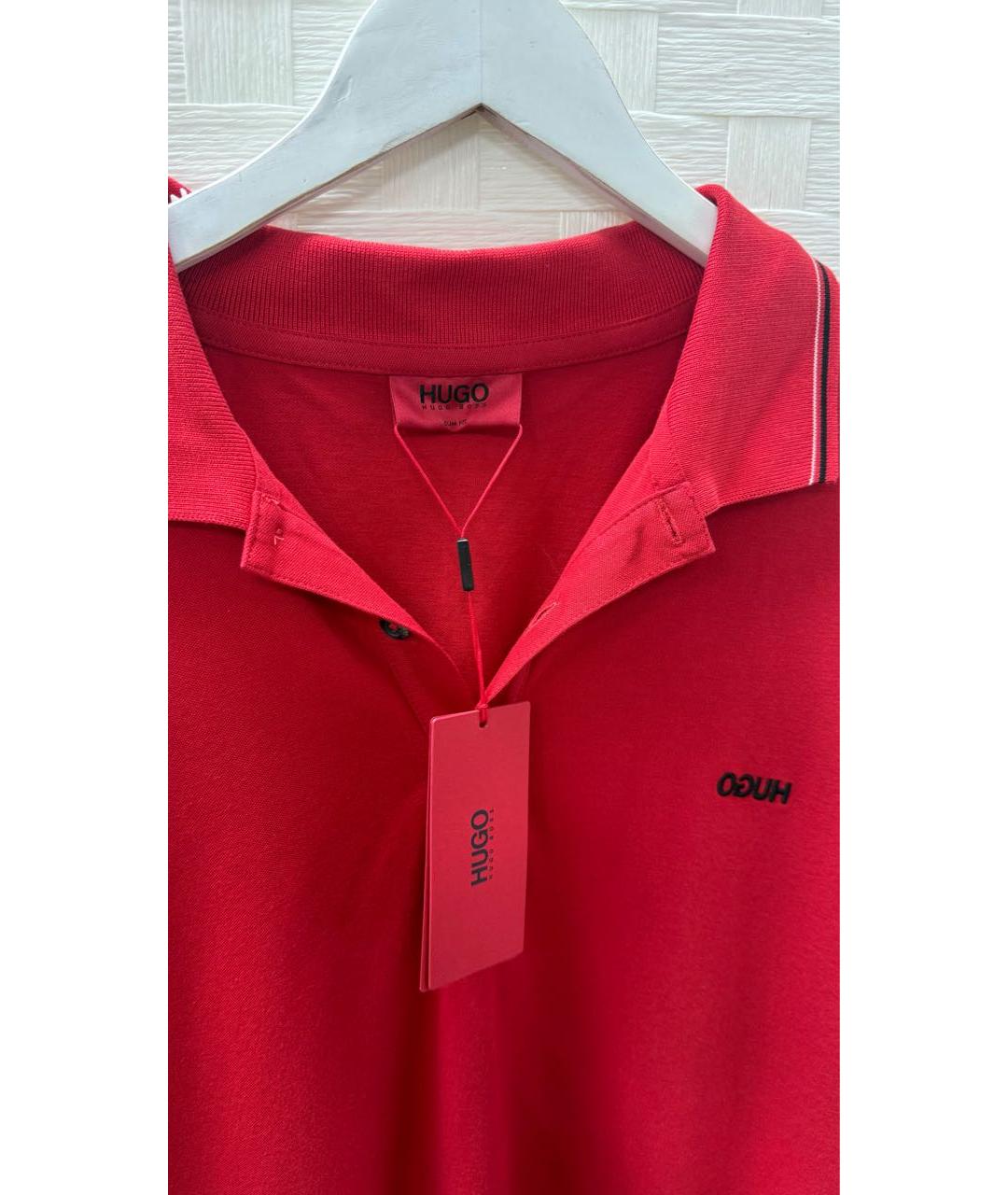 HUGO BOSS Красное хлопко-эластановое поло с коротким рукавом, фото 3