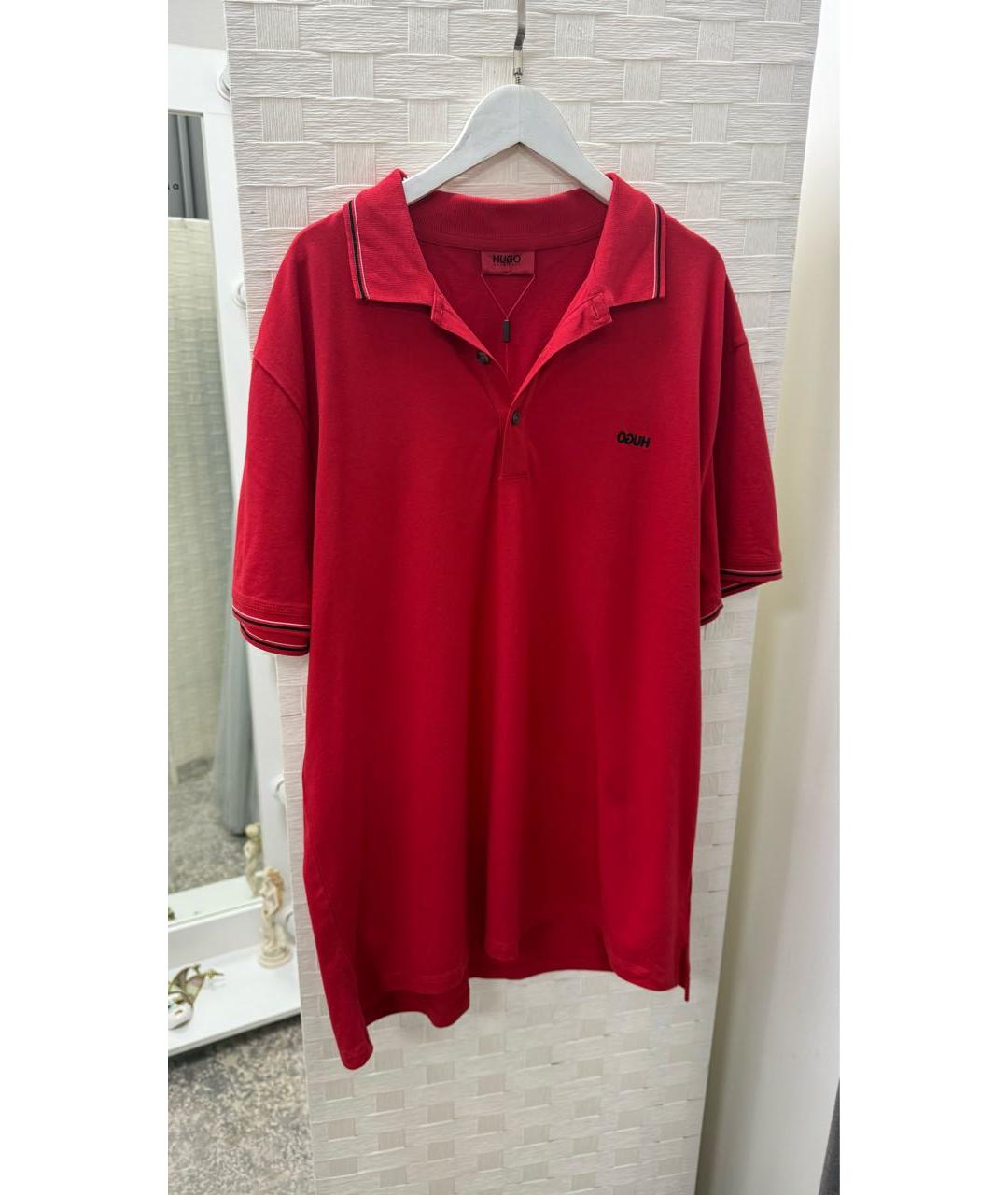 HUGO BOSS Красное хлопко-эластановое поло с коротким рукавом, фото 5