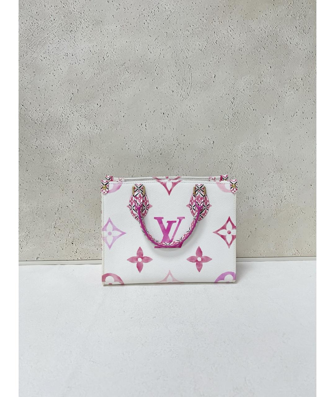 LOUIS VUITTON Белая кожаная сумка тоут, фото 7