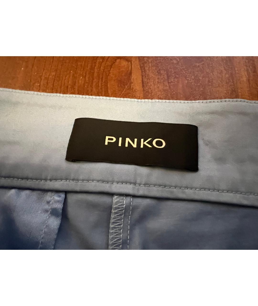 PINKO Голубые хлопко-эластановые прямые брюки, фото 7
