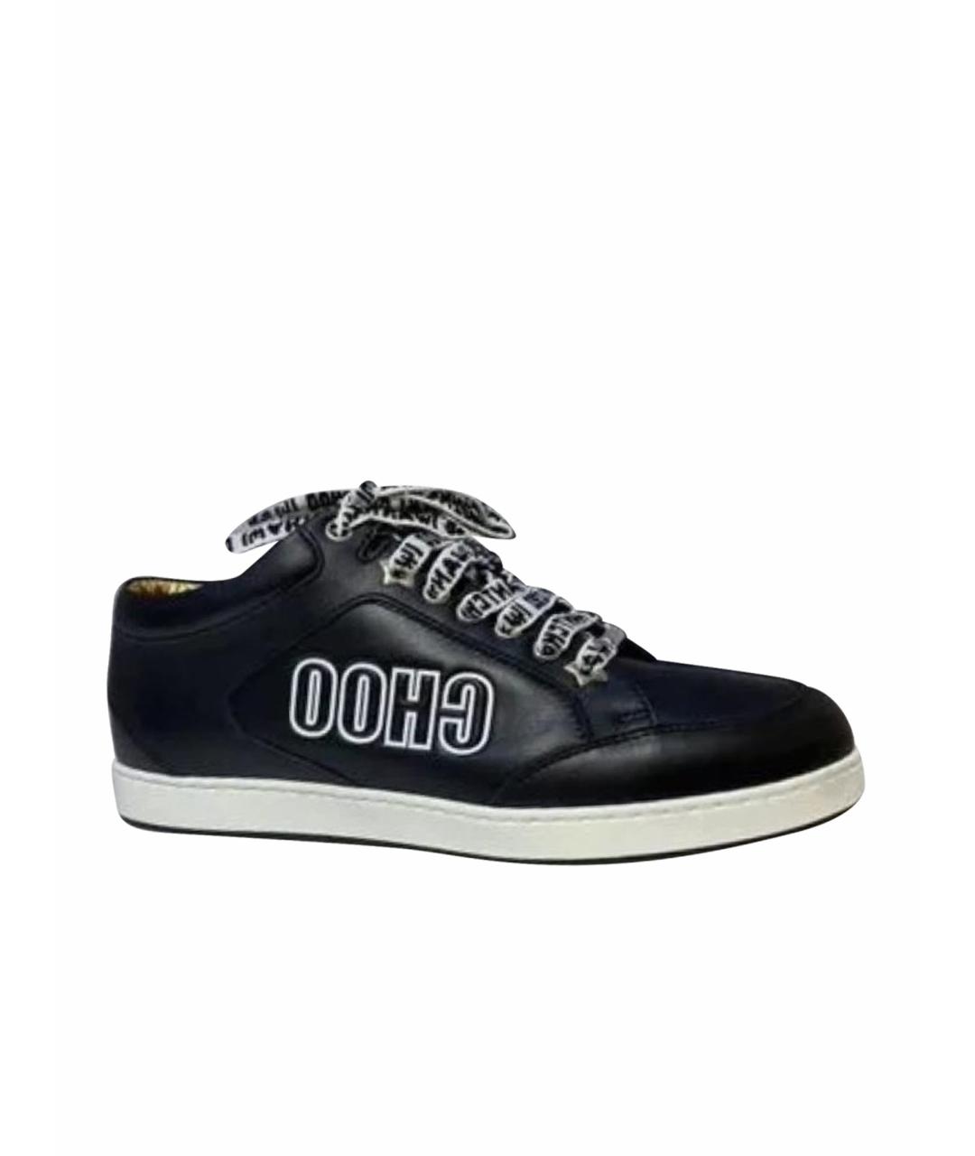 JIMMY CHOO Черные кожаные кеды, фото 1