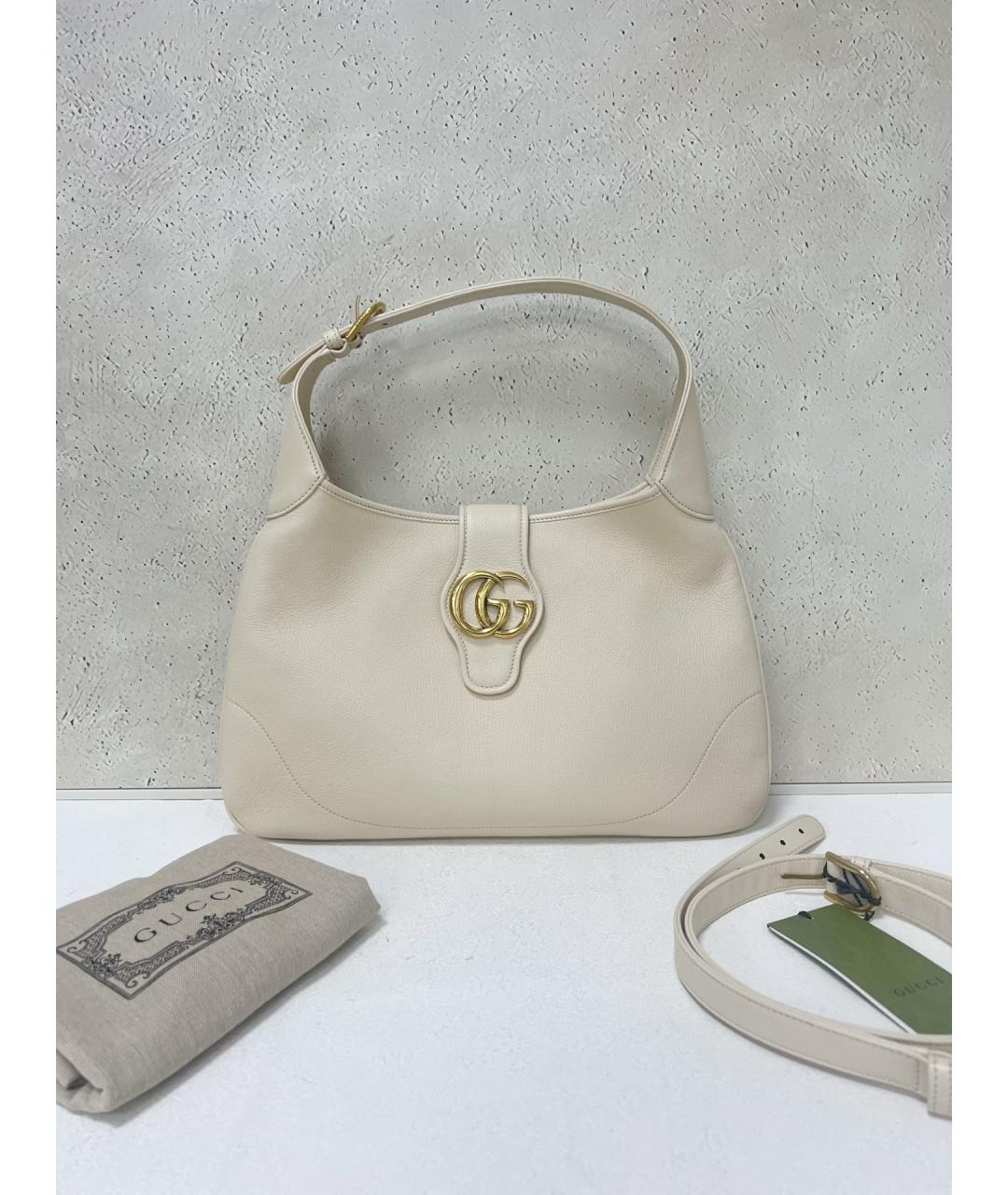GUCCI Белая кожаная сумка тоут, фото 7