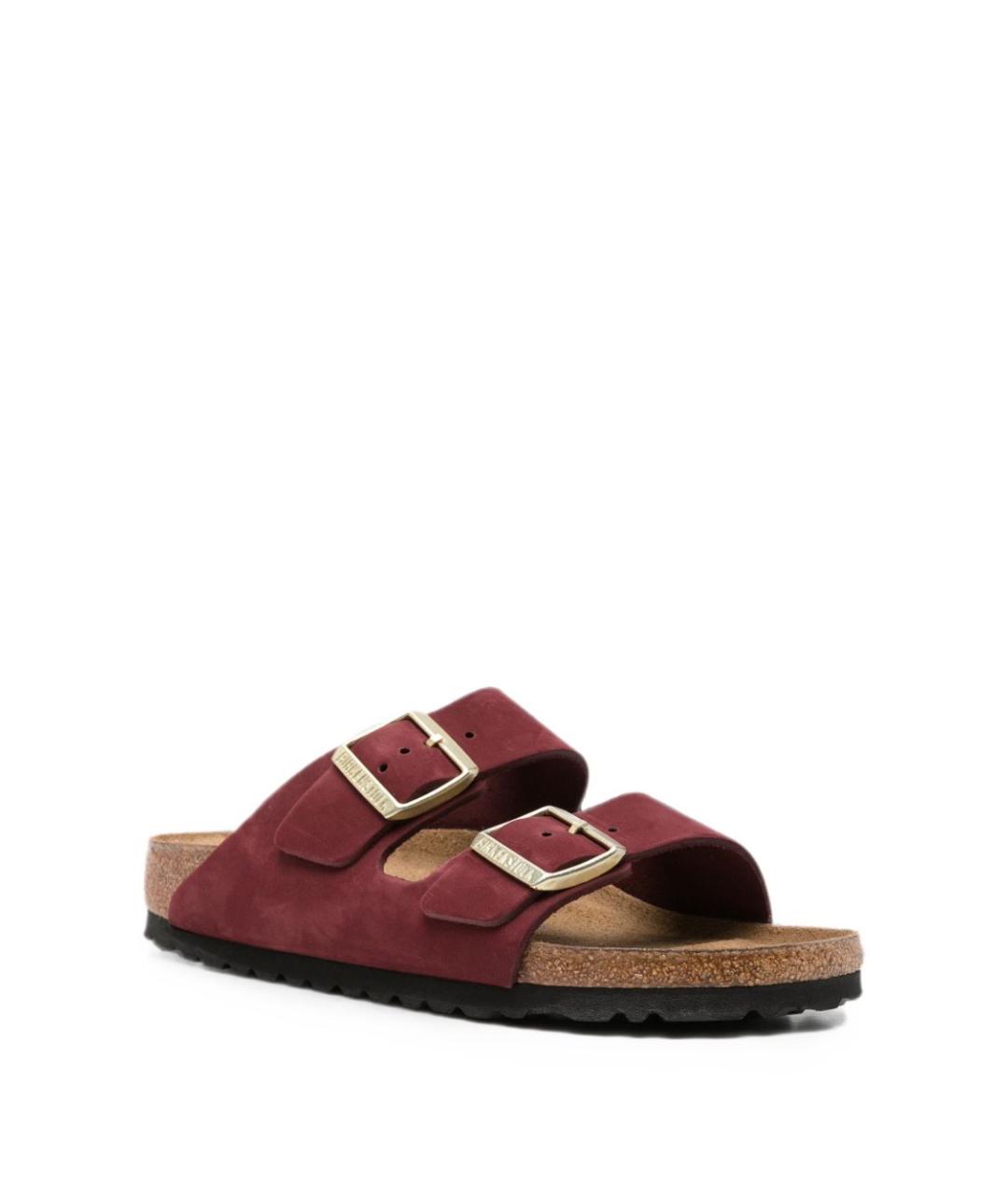 BIRKENSTOCK Бордовые кожаные сандалии, фото 2
