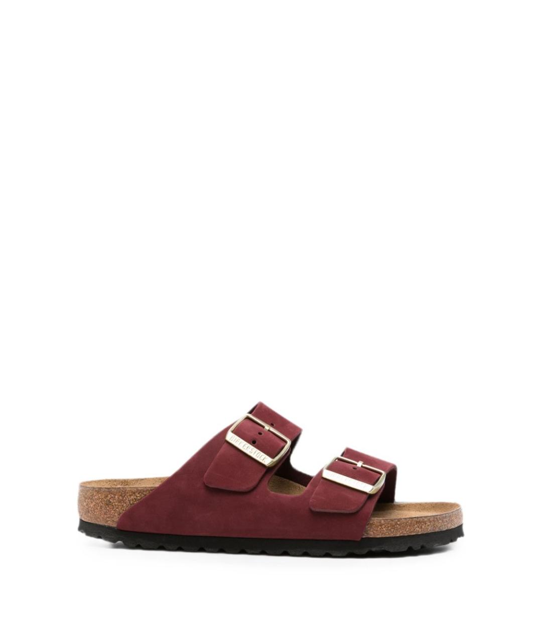 BIRKENSTOCK Бордовые кожаные сандалии, фото 1