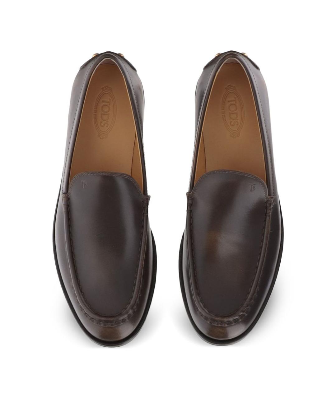 TOD'S Коричневые кожаные лоферы, фото 4