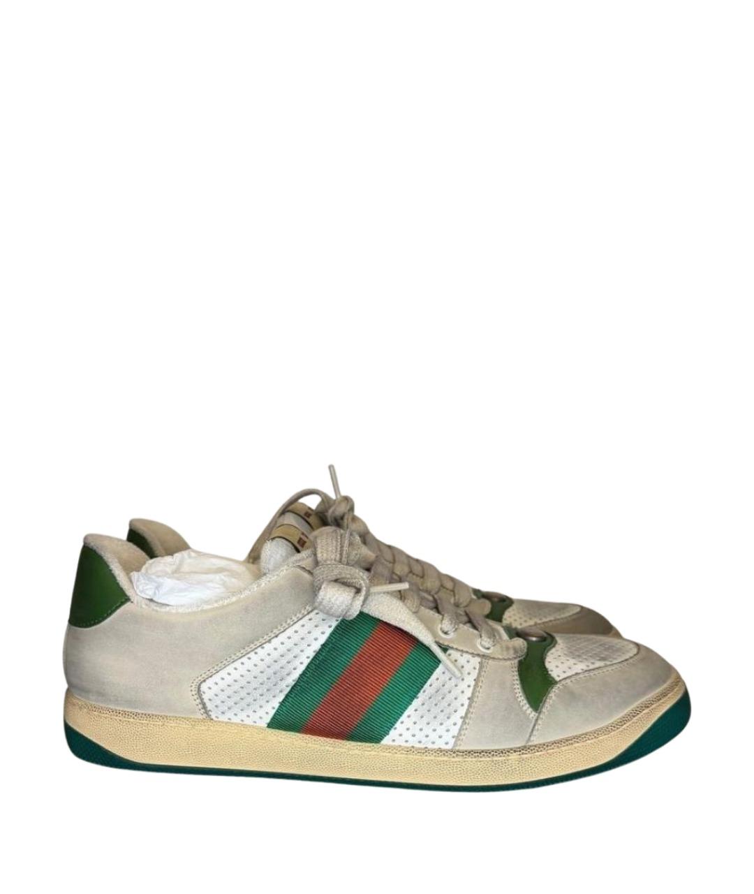 GUCCI Бежевые кожаные низкие кроссовки / кеды, фото 1