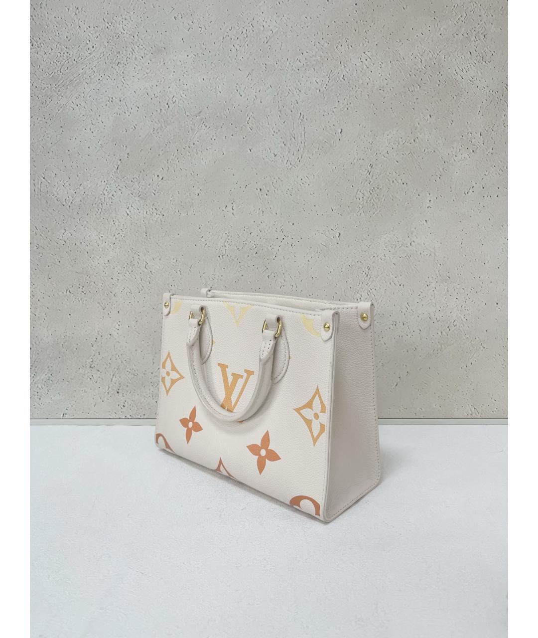LOUIS VUITTON Бежевая кожаная сумка тоут, фото 3