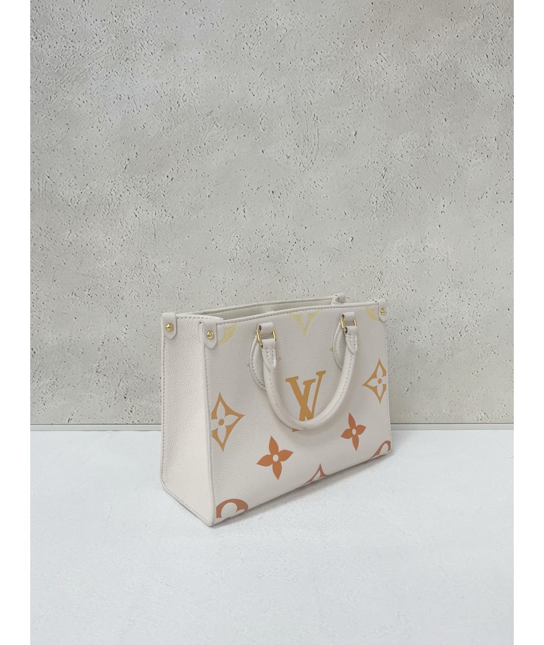 LOUIS VUITTON Бежевая кожаная сумка тоут, фото 4