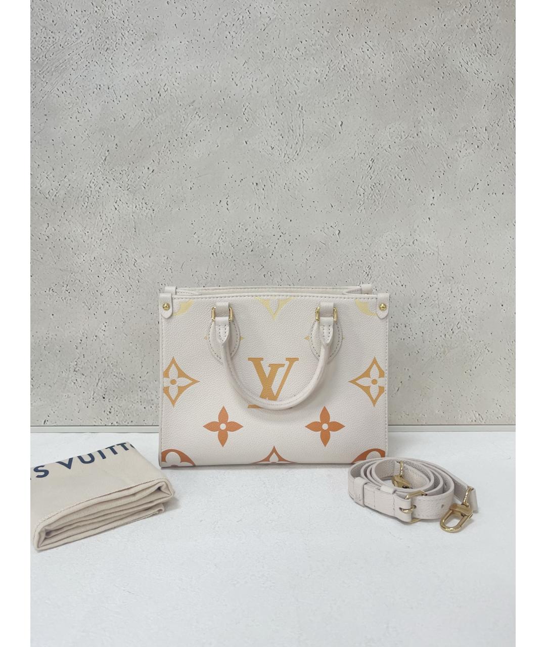 LOUIS VUITTON Бежевая кожаная сумка тоут, фото 2