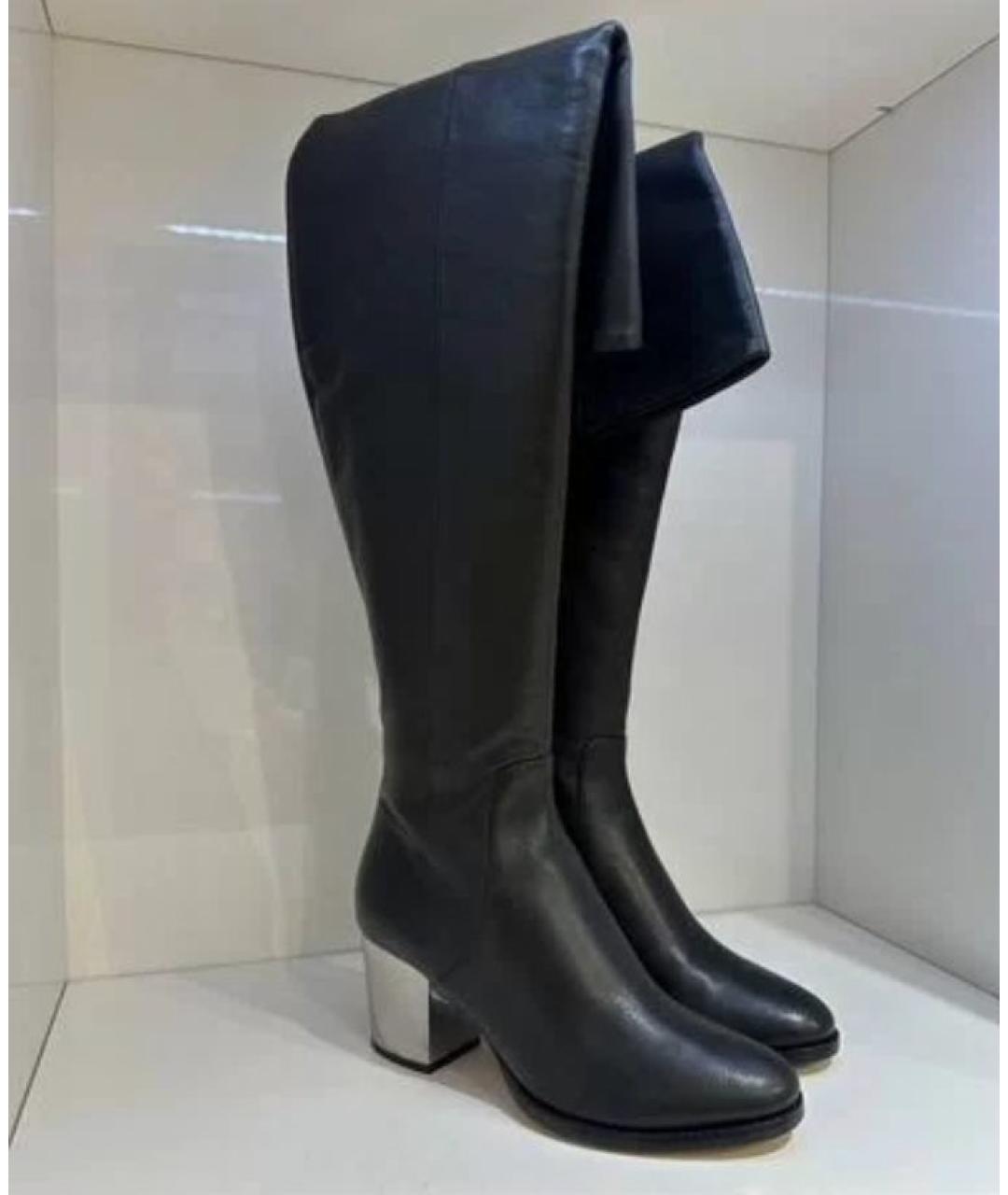 JIMMY CHOO Черные кожаные ботфорты, фото 2