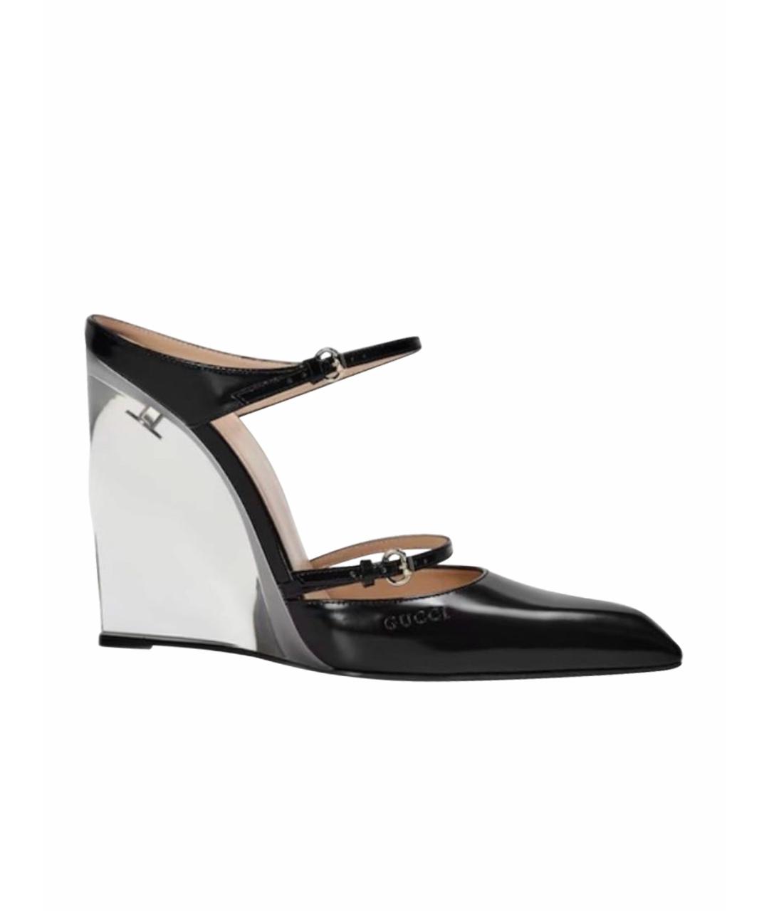 GUCCI Черные кожаные мюли, фото 1