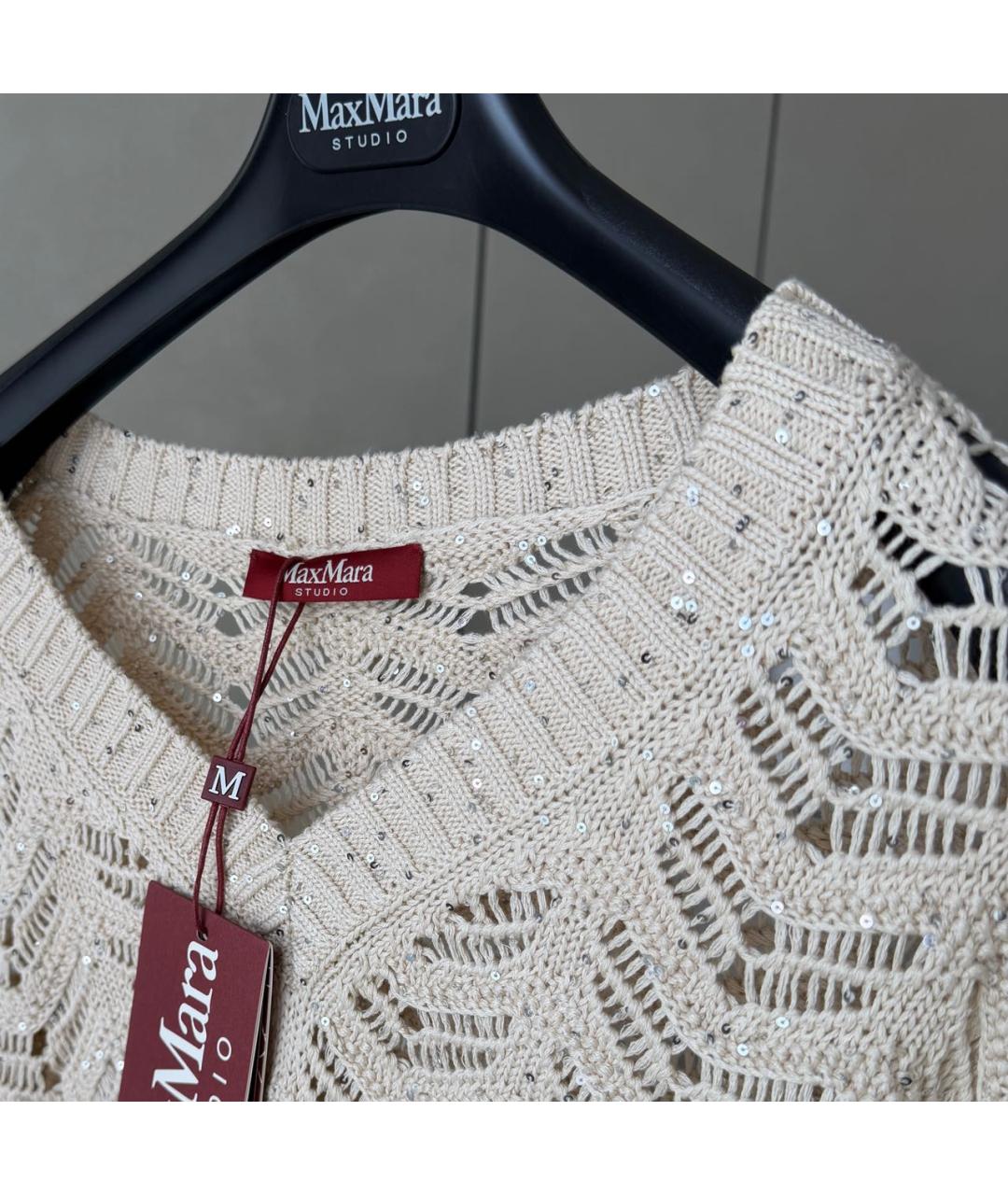 MAX MARA STUDIO Бежевый хлопковый джемпер / свитер, фото 4