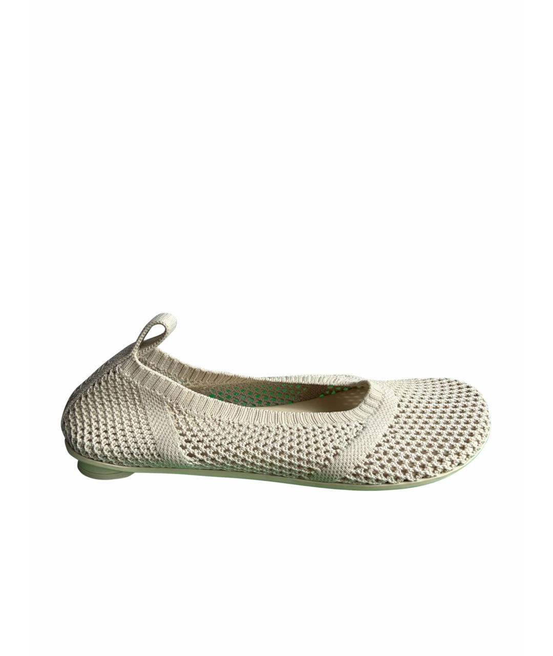 BOTTEGA VENETA Бежевые текстильные балетки, фото 1