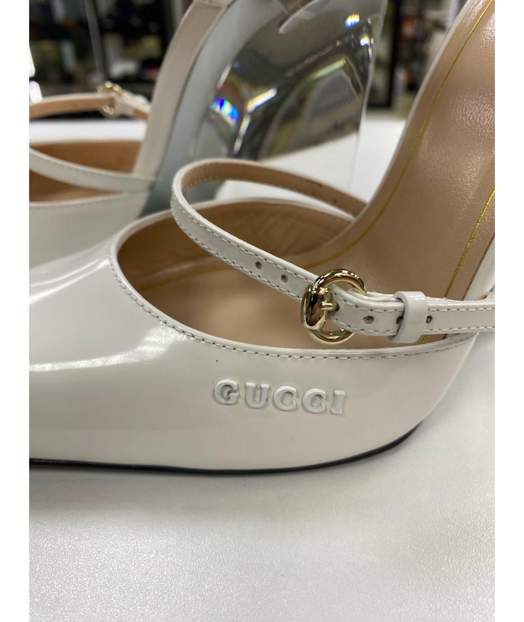GUCCI Белые кожаные туфли, фото 7