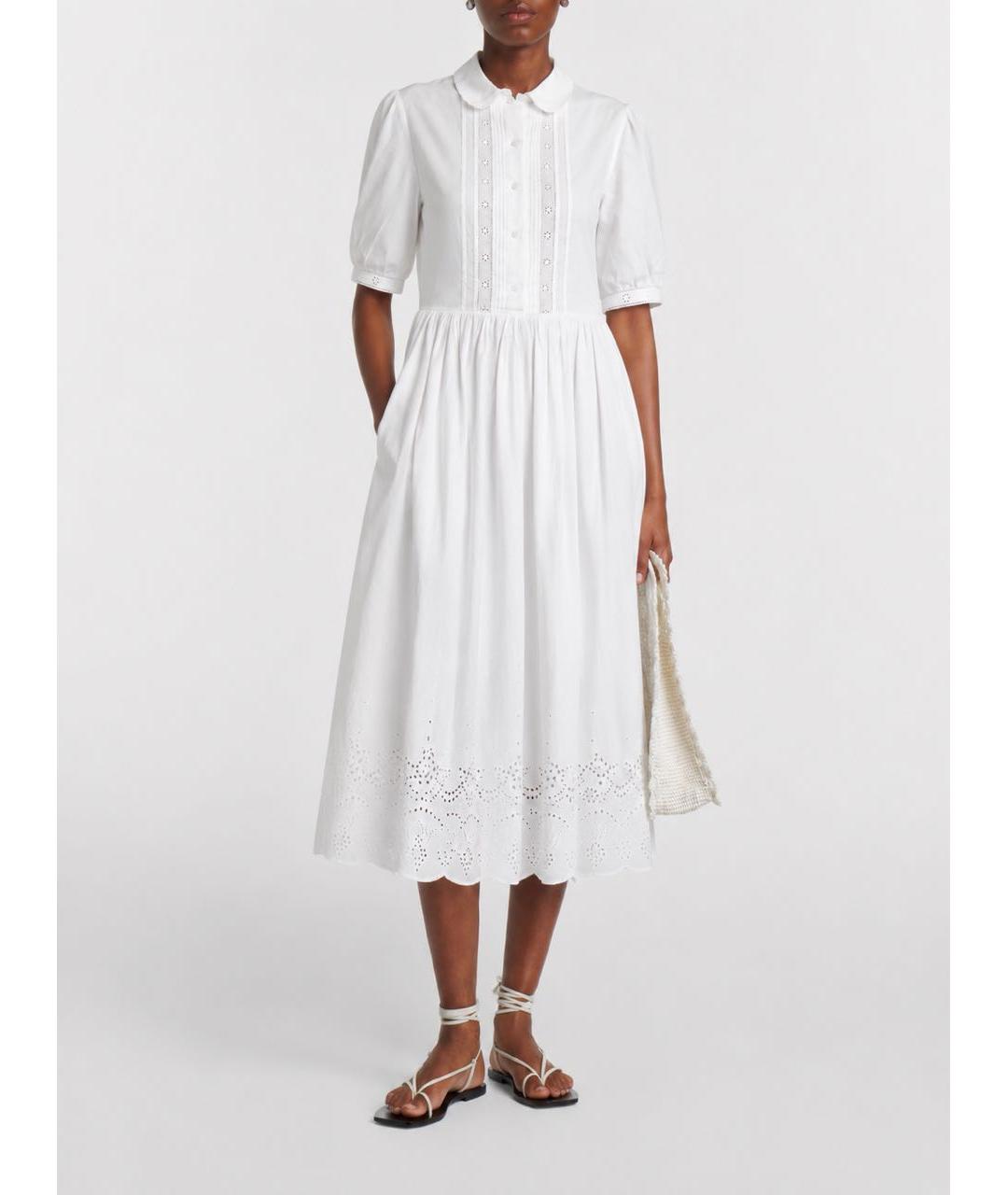 CELINE Белое хлопковое повседневное платье, фото 8