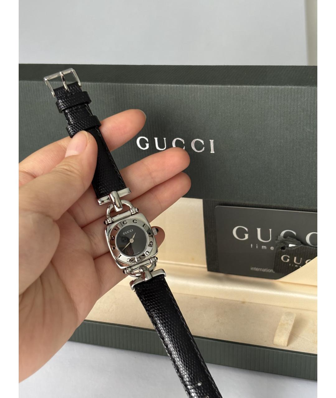 GUCCI Черные кожаные часы, фото 4