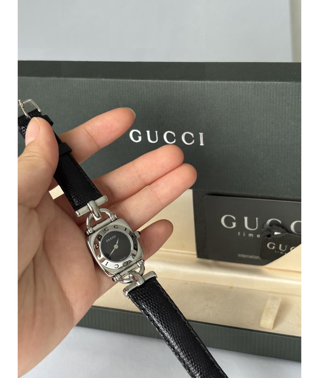 GUCCI Черные кожаные часы, фото 5