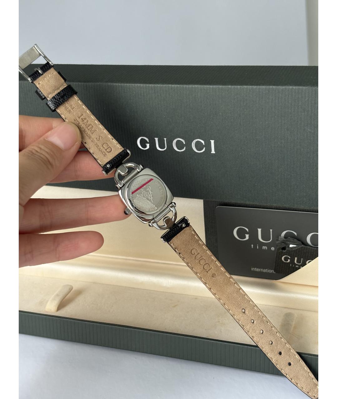 GUCCI Черные кожаные часы, фото 3