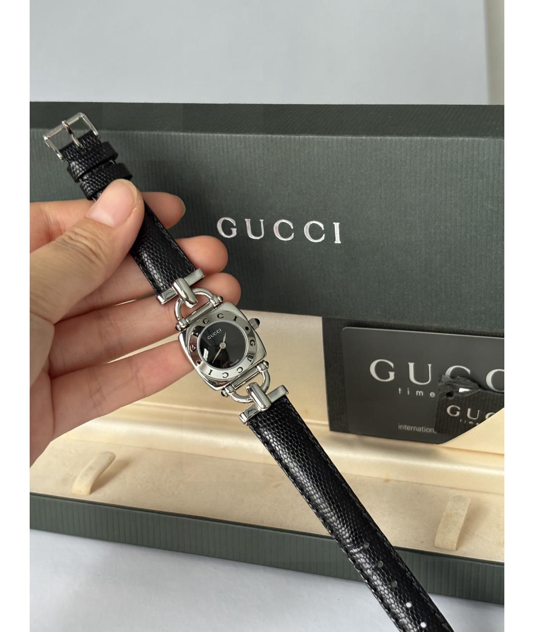 GUCCI Черные кожаные часы, фото 1