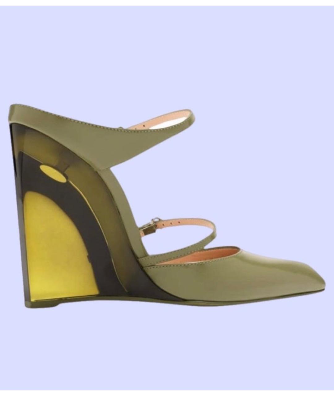 GUCCI Зеленые кожаные мюли, фото 9