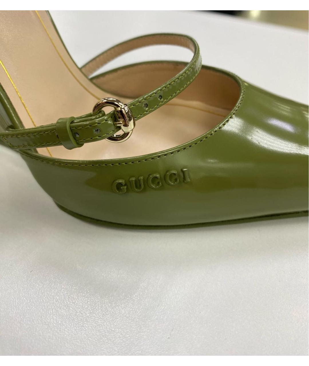 GUCCI Зеленые кожаные мюли, фото 8