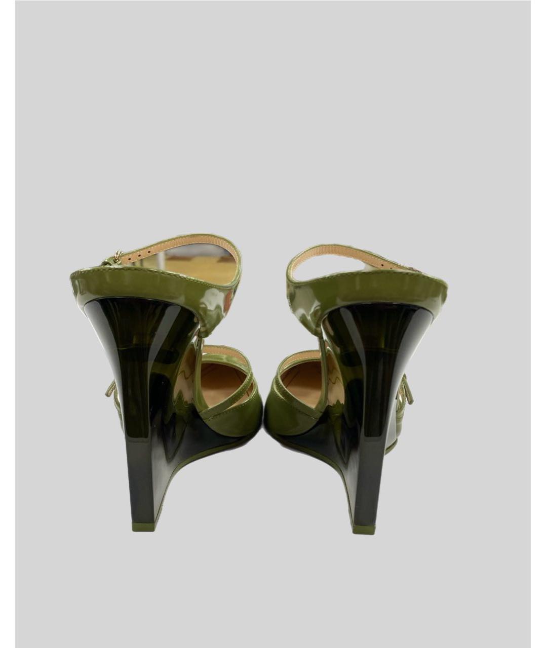 GUCCI Зеленые кожаные мюли, фото 4